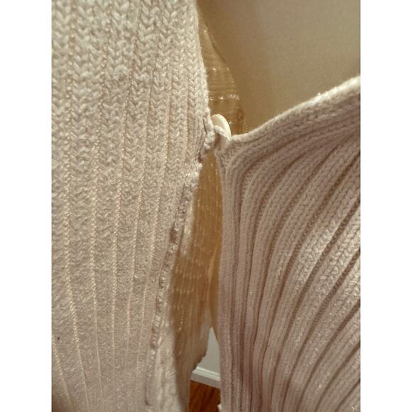 CHAPS Long Sleeve Off White/Cream Cotton Blend Cardigan - Large - Picture 6 of 9